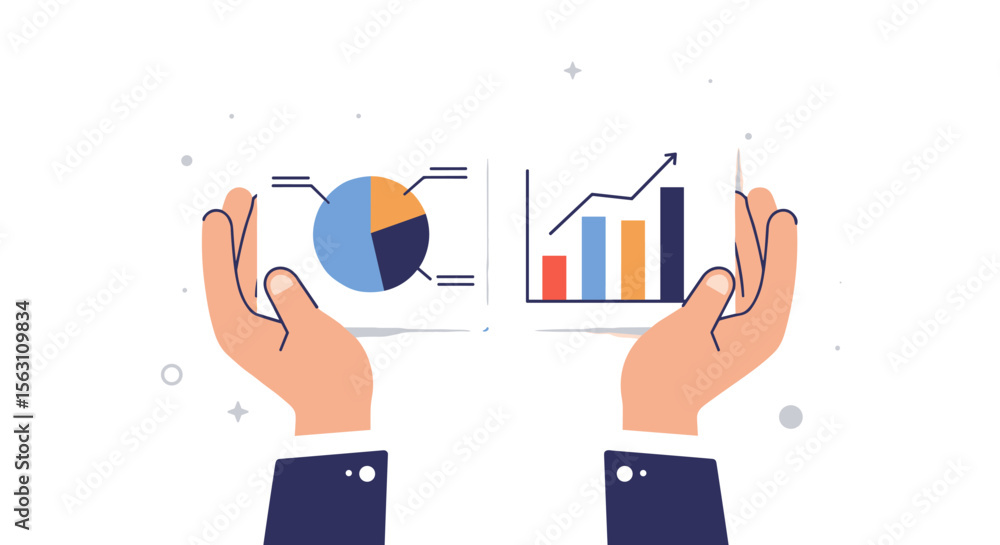 Aufkleber business analytics in flat style vector illustration for data presentation and analysis