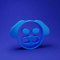 Blue Dog icon isolated on blue background. Minimalism concept. 3D render illustration