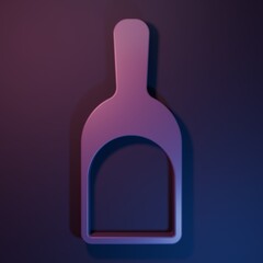 Purple Dustpan icon isolated on purple-blue background. Cleaning scoop services. Minimalism concept. 3D render illustration