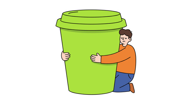 Oversized coffee cup concept vector illustration for beverage love and design projects