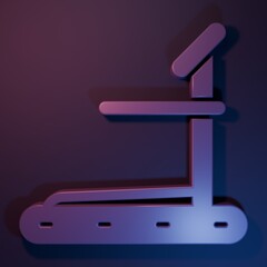 Purple Treadmill machine icon isolated on purple-blue background. Minimalism concept. 3D render illustration