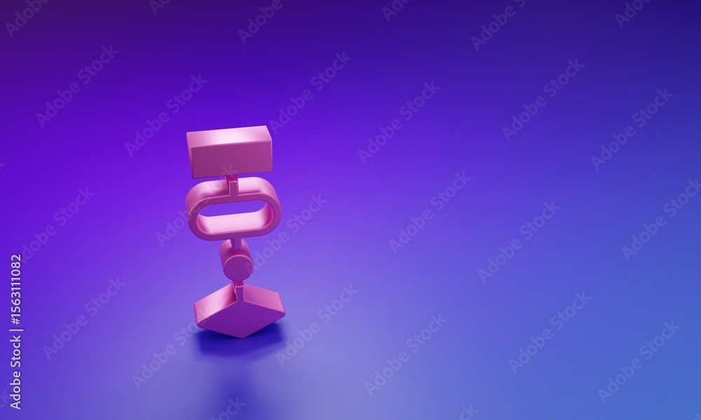 Poster Pink Algorithm icon isolated on purple-blue background. Algorithm symbol design from Artificial Intelligence collection. Minimalism concept. 3D render illustration