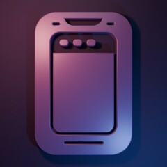Purple Smartphone, mobile phone icon isolated on purple-blue background. Minimalism concept. 3D render illustration