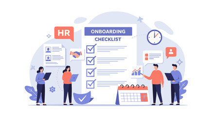 Hr onboarding checklist vector illustration for business and corporate design
