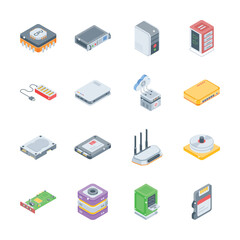 Download this trendy pack of data storage isometric style icons