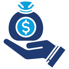 Earning Flat Blue Icon