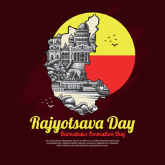 Happy Karnataka Rajyotsava Day Celebration Vector Illustration Festival Greeting Design