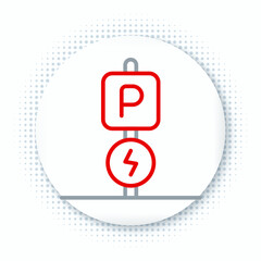 Line Charging parking electric car icon isolated on white background. Colorful outline concept. Vector