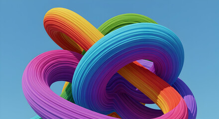 Obraz premium Vibrant Rainbow Swirls Abstract Background Design Colorful Knot Texture 3D Render Illustration