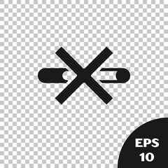 Black No Smoking icon isolated on transparent background. Cigarette symbol. Vector