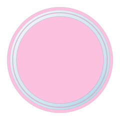Pink Round Text Frame with Glass, Isolated on White Background