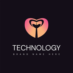 Tech gradient Letter logo design