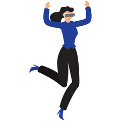 Businesswoman Wearing VR Glasses – Immersive 3D Interface, Virtual Reality Technology in Business