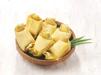 Lepet Jagung. Lepet corn is a typical Indonesian snack made from corn