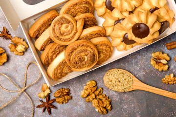Assorted cookies in a box