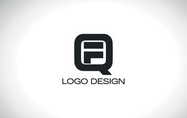 QF monogram logo inside a speech bubble frame in black and white, perfect for communication apps, chat platforms, or messaging tech startups