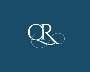 Elegant QR monogram logo with graceful curves and serif typography, ideal for luxury brands, boutique businesses, or personal identity design