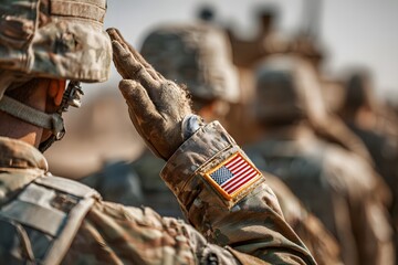 Military personnel saluting.
