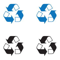 Recycle symbols for organic, paper, glass, plastic and metal waste. Recycle solid and line icon. vector illustration. eps file.