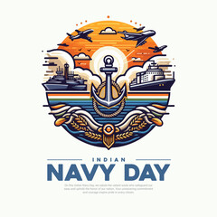 Obraz premium Happy Indian Navy Day Social Media Post Festival Greeting with Patriotic Design