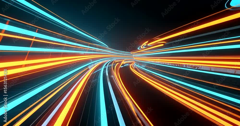 Wall mural dynamic abstract light trails in vibrant colors creating a sense of motion and energy