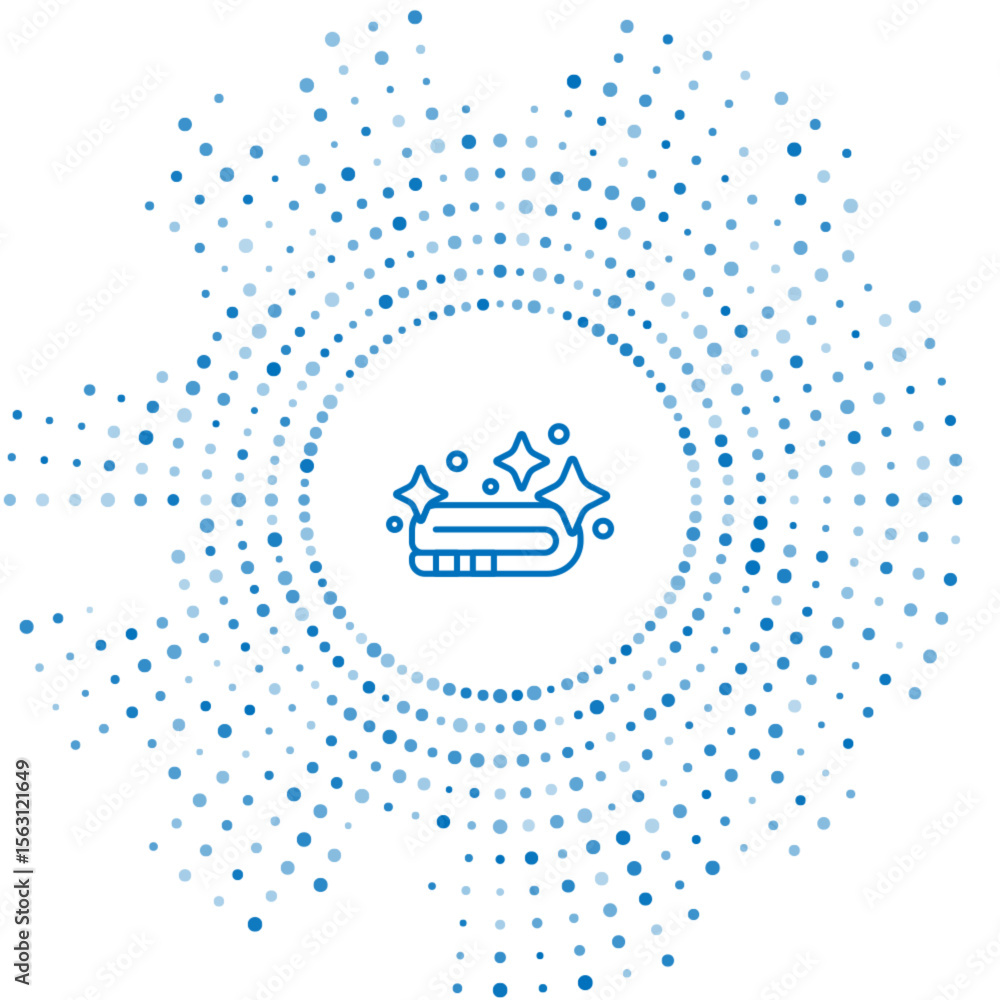 Poster blue line towel stack icon isolated on white background. abstract circle random dots. vector