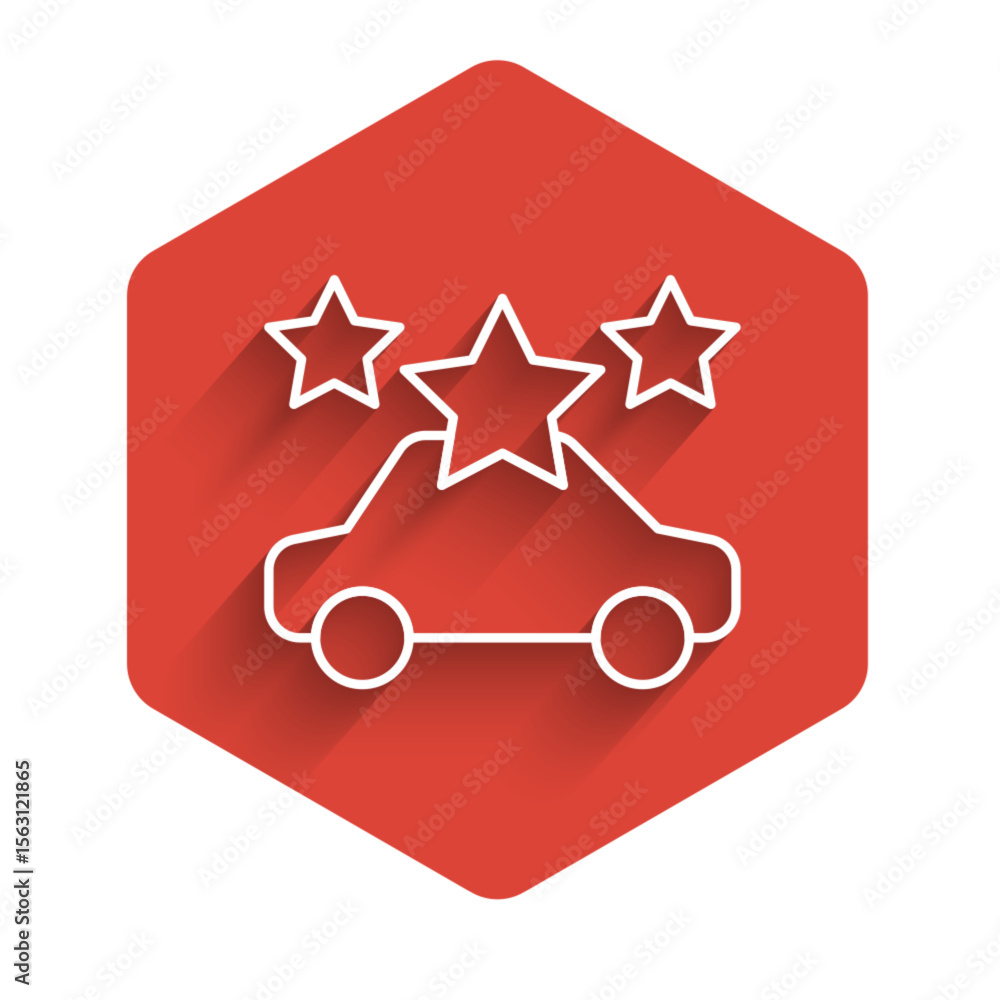 Poster white line car sharing icon isolated with long shadow background. carsharing sign. transport renting