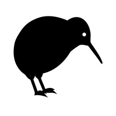 Silhouette of a Kiwi Bird, Perfect for Nature Logos.