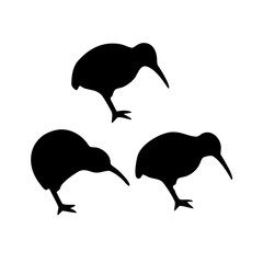 Three Kiwi Bird Silhouettes, Perfect for Wildlife or Nature Design