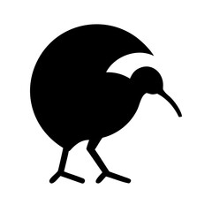 Simple black silhouette of a Kiwi bird.