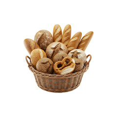 Basket filled with crispy golden snacks for bakery, restaurant menu, or food promotional designs