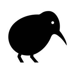 Simple black silhouette of a Kiwi bird.