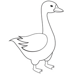 Goose. Simple character. Сoloring page for kids.