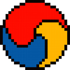 Fototapeta premium pixel illustration of a taeguk symbol