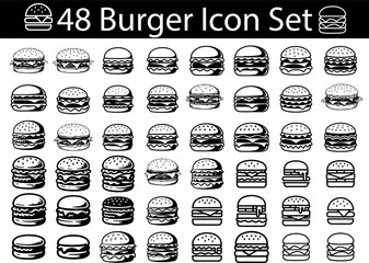 48 Delicious Burger Icons A Versatile Set for Design Projects
