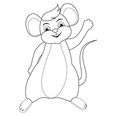 Mouse Coloring Page for children. Funny cartoon mouse. Vector illustration on a white background.