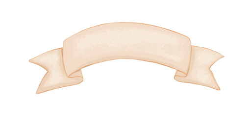 Ribbon on isolated background. Hand drawn cute banner in neutral color. Frame