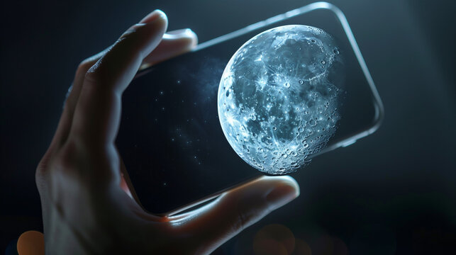 "Augmented reality moon filter overlay on smartphone