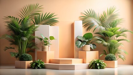 Fototapeta premium hotel room with palm trees and balcony