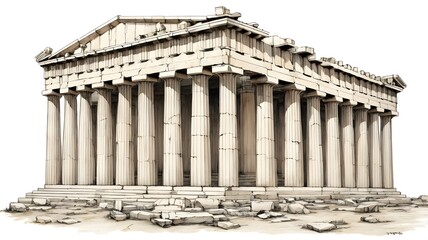 Obraz premium Ancient Greek Temple Illustration