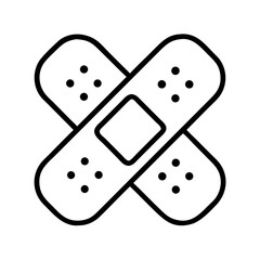 Two adhesive bandages in a crossed pattern, forming an X shape