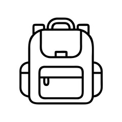 Outlined illustration of a backpack for school, hiking or carrying stuff