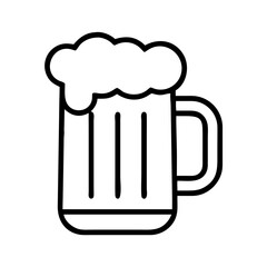 Stylized beer mug outline drawing with frothy head and handle