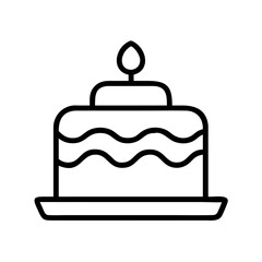 Stylized minimalistic birthday cake with one candle ready to celebrate a party