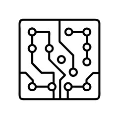 Stylized Microchip Schematic Design with Connections for Electronics and Data