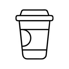 Simple Line Drawing of a Coffee Cup with Lid and Label Space