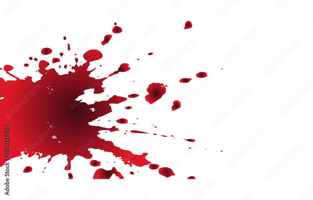 Poster realistic red blood splatter and drops with a gradient effect isolated on a transparent background f