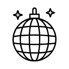 Stylized Black and White Disco Ball with Starburst Accents Illustration