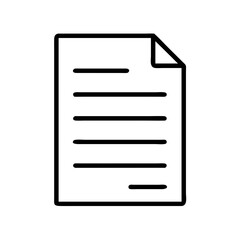 Simple Black and White Document Icon with Folded Corner and Text Lines