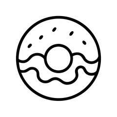 Simple line drawing of a donut with frosting and sprinkles design